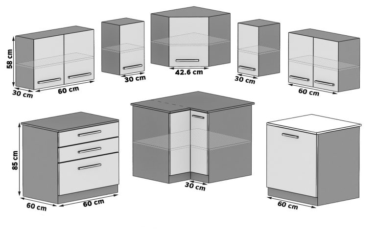 Meble kuchenne 300 cm czarne połysk z blatem Producent INF ARMIN2/3/WT/B/0/B1
