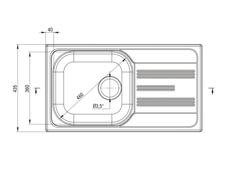XYLO Zlewozmywak stalowy 1-komorowy z ociekaczem ZEX 0113