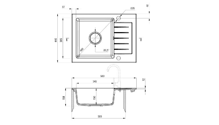 Zestaw PROMOCYJNY zlew + bateria z wyciąganą wylewką ZQZ S11A / BBM F72M