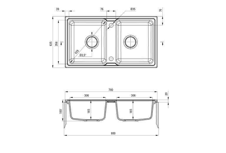 Zestaw PROMOCYJNY zlew + bateria z wyciąganą wylewką ZQZ S203 / BBM F72M