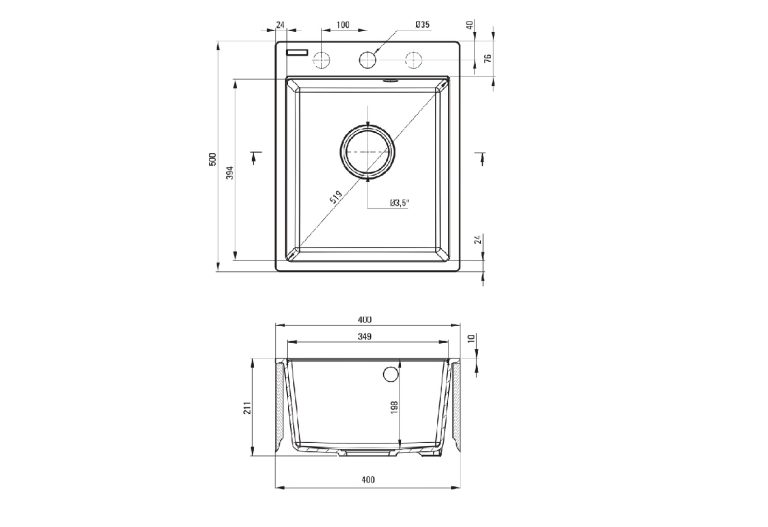 Zlewozmywak granitowy 1 komorowy ZRC 2103