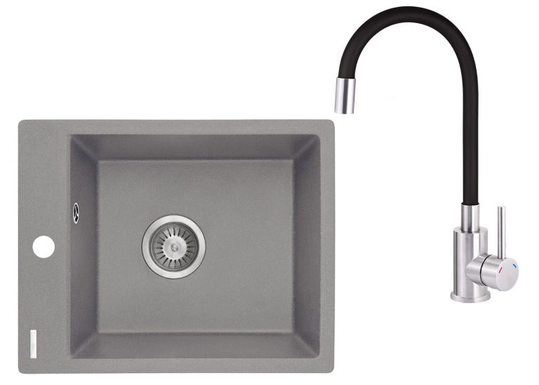 Zestaw PROMOCYJNY zlew + bateria z giętą wylewką ZRC S103 / BOC B720