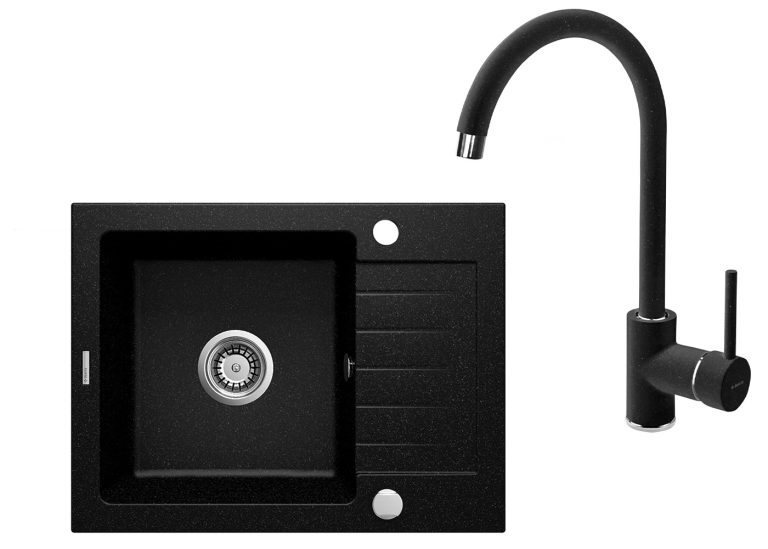 ZLEW ZORBA GRAFITOWY + BATERIA NEMEZJA GRAFITOWA ZQZA 211A