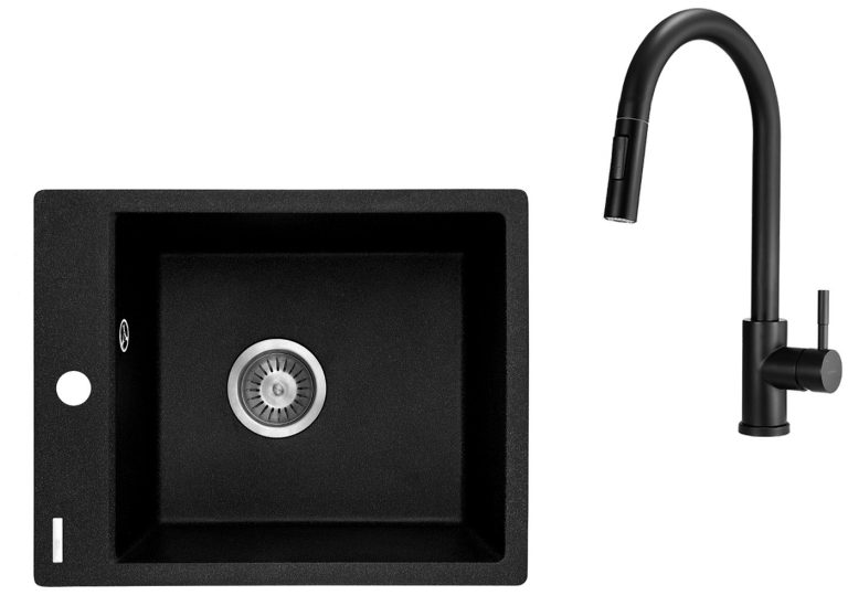 Zestaw PROMOCYJNY zlew + bateria z wyciąganą wylewką ZRC 2103 / BBM N72M