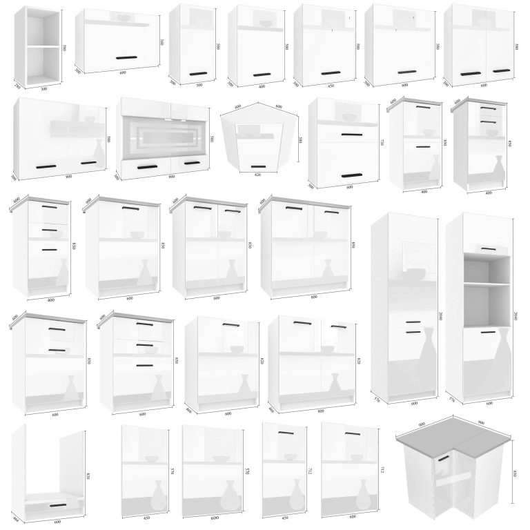 Meble kuchenne 360 cm biały połysk bez blatu Producent INF LIDIA/4/WT/W/BB/F