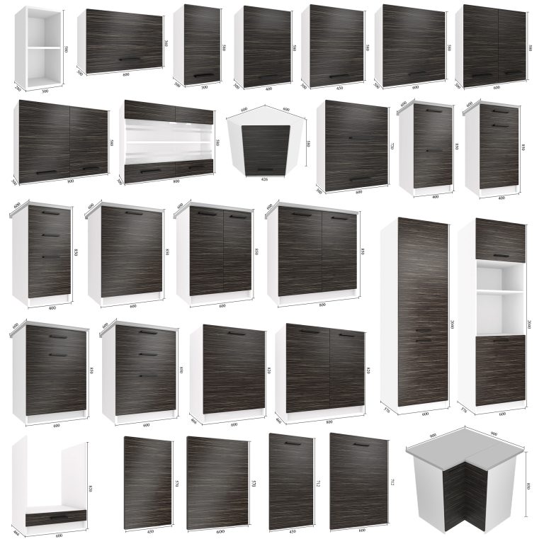 Meble kuchenne 120 cm czarne heban ciemne bez blatu Producent TOR ELEGANTA/2/WT/HK/BB/T