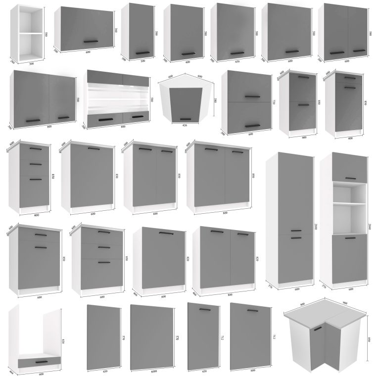 Meble kuchenne 160 cm szare antracyt grafitowe z blatem Producent TOR KOMPAKTO2/2/WT/SR/0/B1
