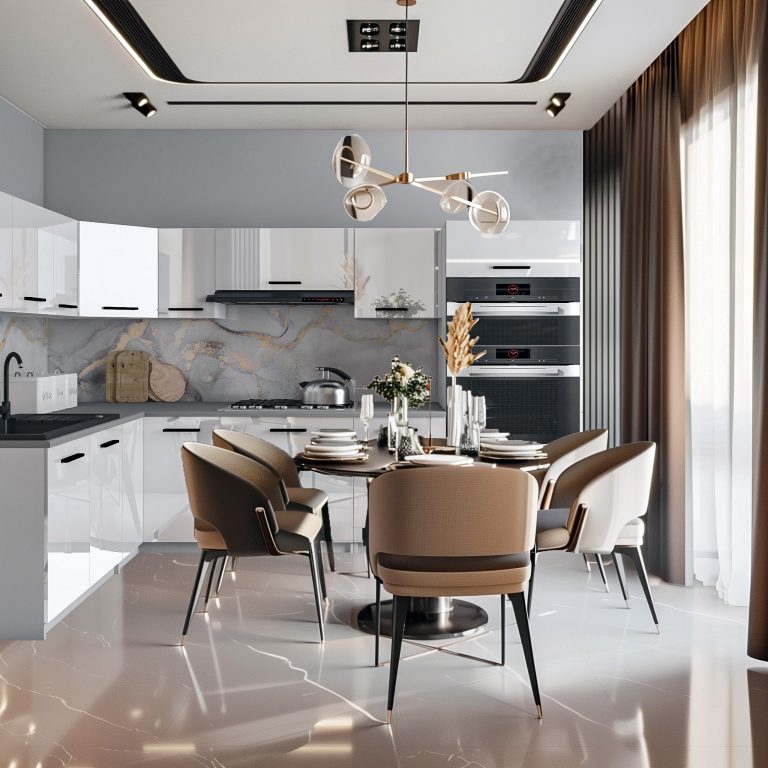 Meble kuchenne 420 cm białe połysk z blatem Producent INF UNIQAGRANDE/5/WT/W/0/B1