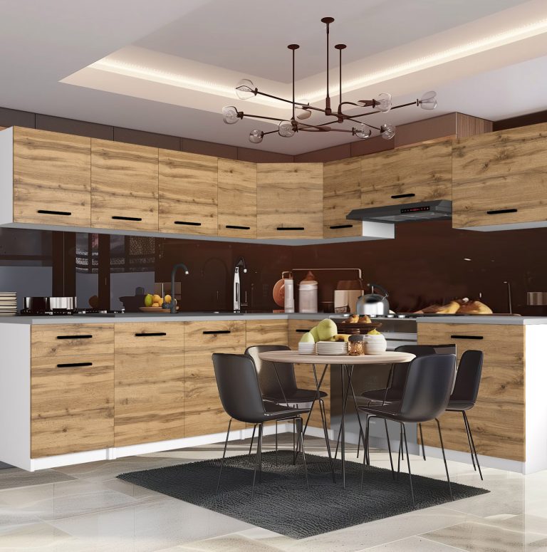 Meble kuchenne 420 cm dębowe dąb wotan dąb sonoma z blatem Producent TOR UNIQAPLUS/4/WT/DW/0/B1