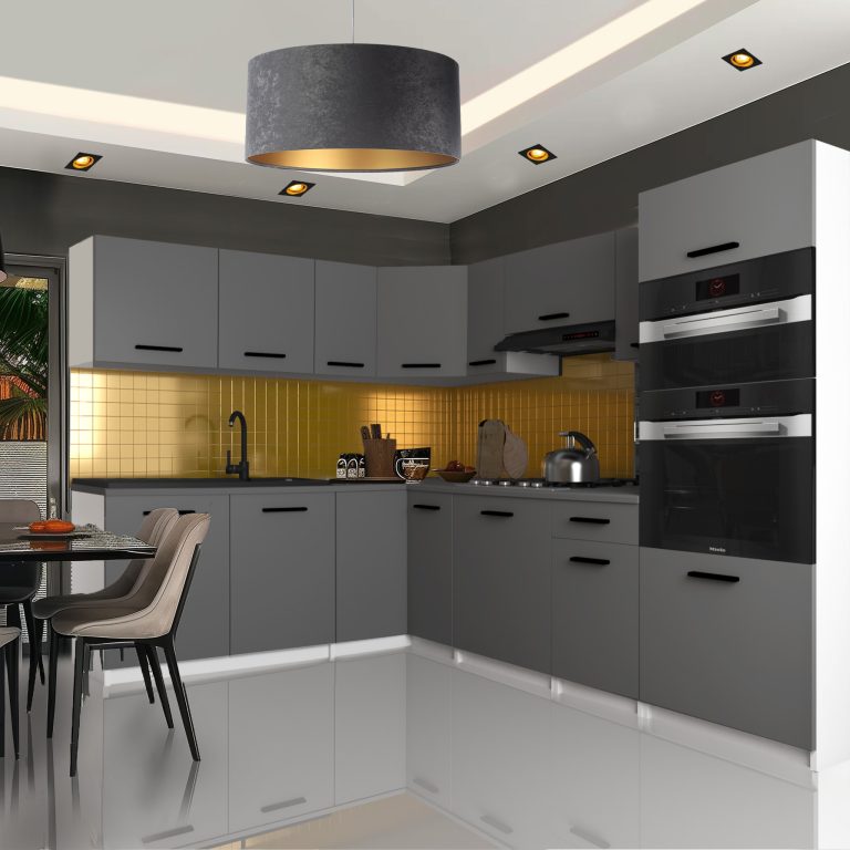 Meble kuchenne 420 cm szare antracyt grafitowe bez blatu Producent TOR UNIQAGRANDE/4/WT/SR/BB/B1