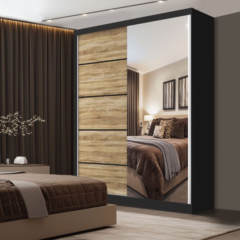 Szafa przesuwna SERENITY 133 cm dąb sonoma mat Producent MBP SERENITY SZP6/0/B/DS/0/HIAL