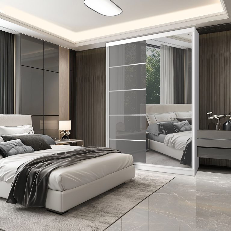 Szafa przesuwna SERENITY 133 cm biała szara Producent MGB SERENITY SZP6/0/W/S/0/HIAL