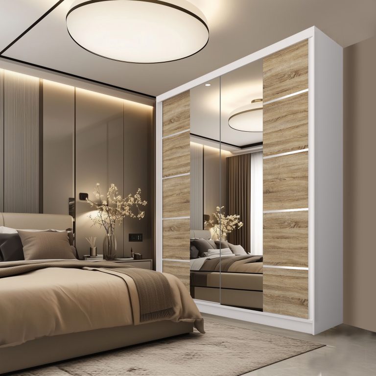 Szafa przesuwna SERENITY 158 cm dąb sonoma mat Producent ME SERENITY SZP7/0/W/DS/0/HIAL