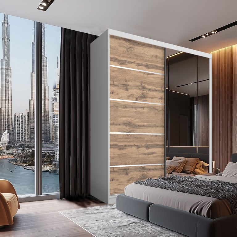 Szafa przesuwna SERENITY 158 cm dąb wotan mat Producent MBP SERENITY SZP7/0/W/DW/0/HIAL