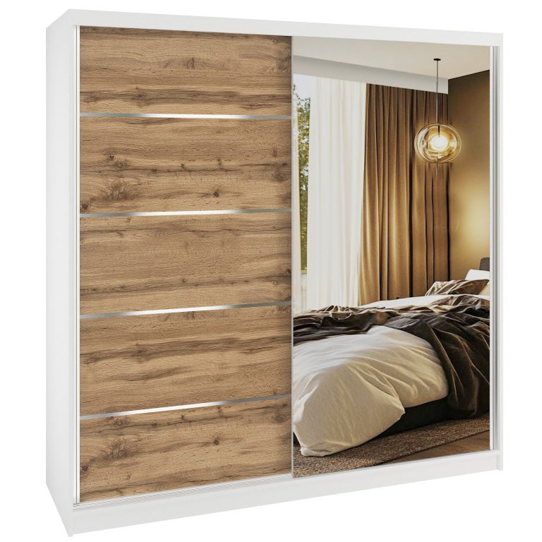 Szafa przesuwna SERENITY 200 cm dąb wotan mat Producent MBP SERENITY SZP5/0/W/DW/0/HIAL