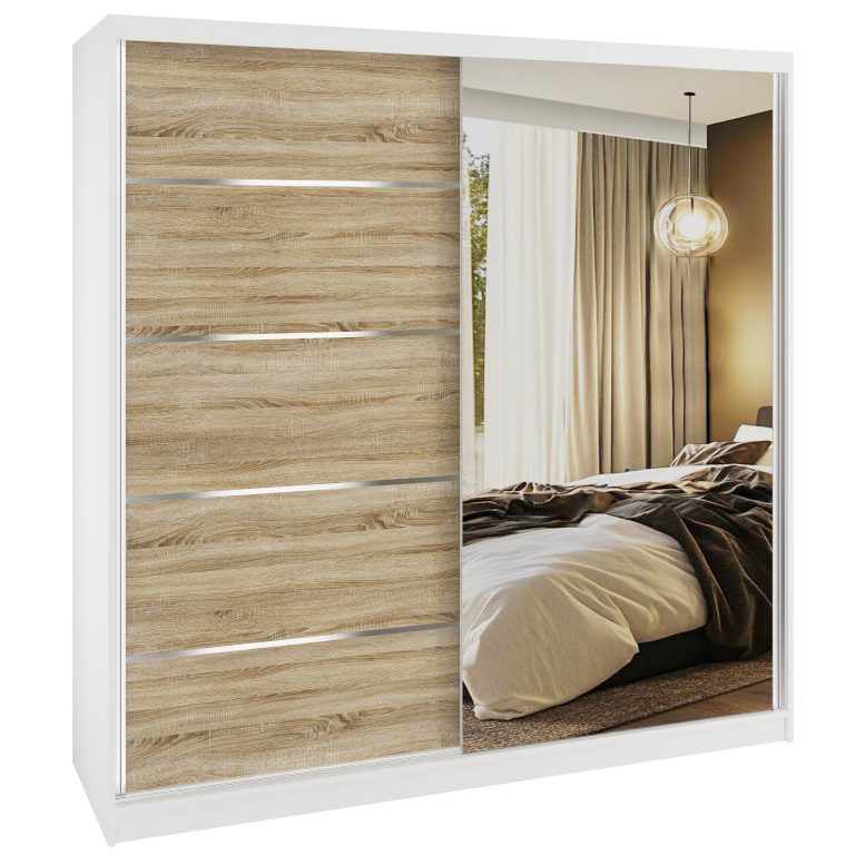 Szafa przesuwna SERENITY 200 cm dąb sonoma mat Producent MBP SERENITY SZP5/0/W/DS/0/HIAL