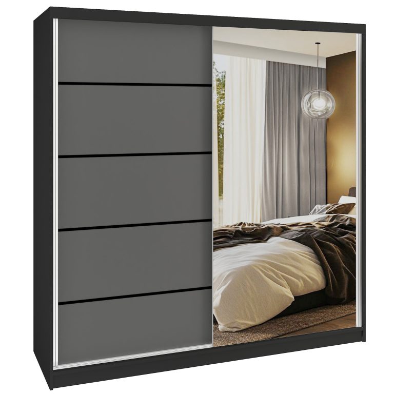 Szafa przesuwna SERENITY 200 cm szara mat Producent MBP SERENITY SZP5/0/B/SR/0/HIAL