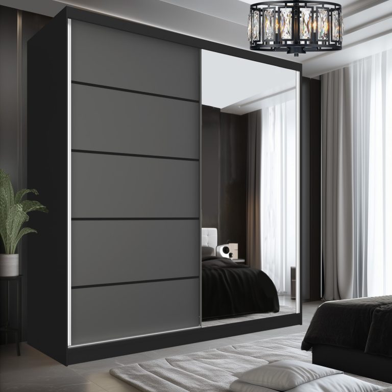 Szafa przesuwna SERENITY 200 cm szara mat Producent MBP SERENITY SZP5/0/B/SR/0/HIAL