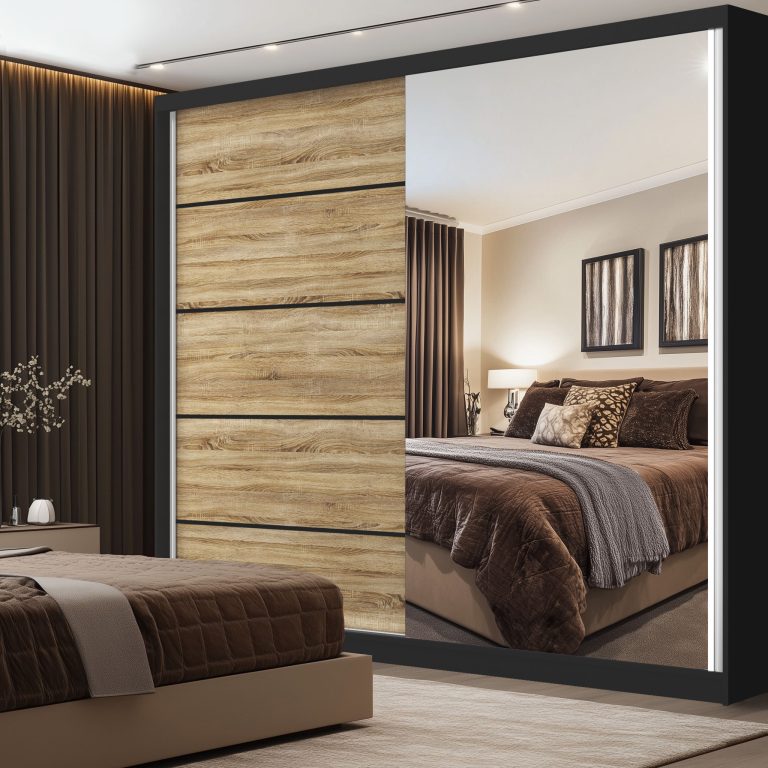 Szafa przesuwna SERENITY 200 cm dąb sonoma mat Producent MBP SERENITY SZP5/0/B/DS/0/HIAL