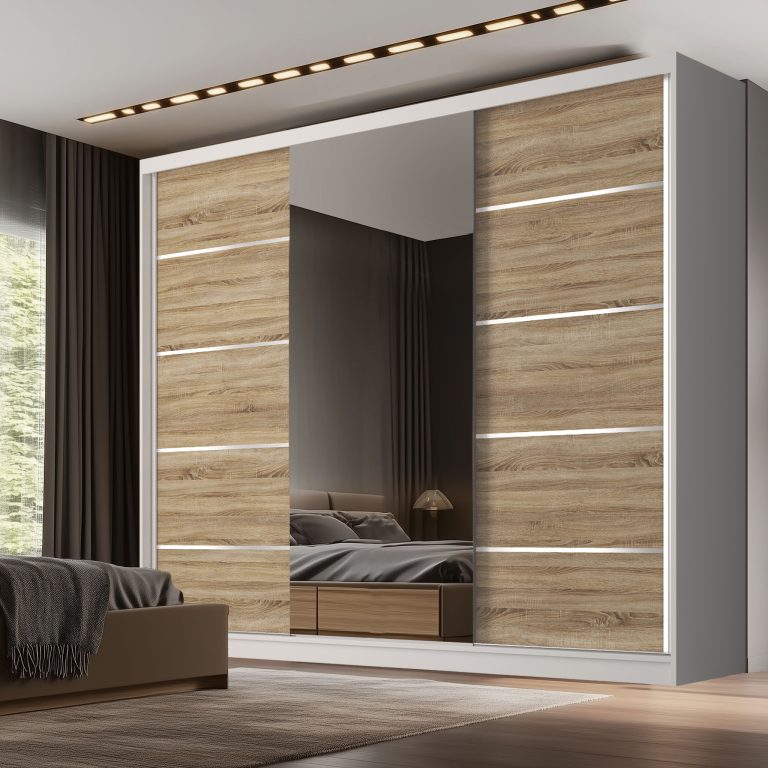 Szafa przesuwna SERENITY 232 cm dąb sonoma mat Producent MBP SERENITY SZP8/0/W/DS/0/HIAL