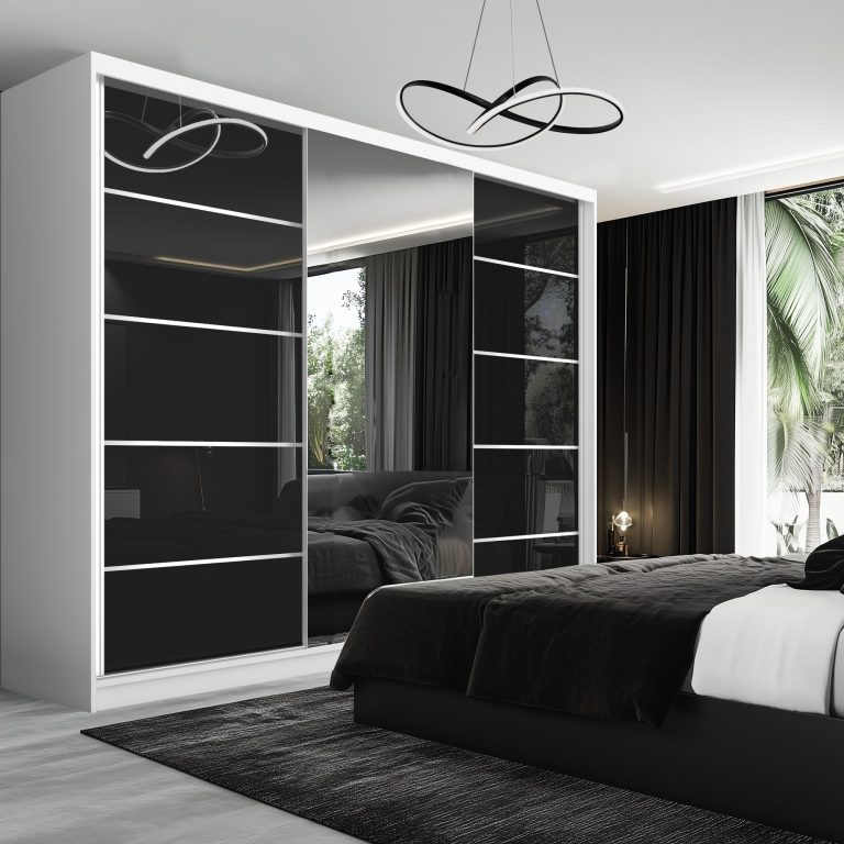 Szafa przesuwna SERENITY 232 cm czarna połysk Producent MGB SERENITY SZP8/0/W/B/0/HIAL