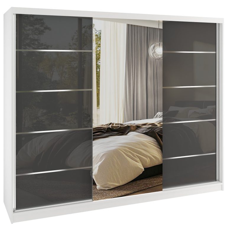 Szafa przesuwna SERENITY 232 cm szara połysk Producent MGB SERENITY SZP8/0/W/S/0/HIAL