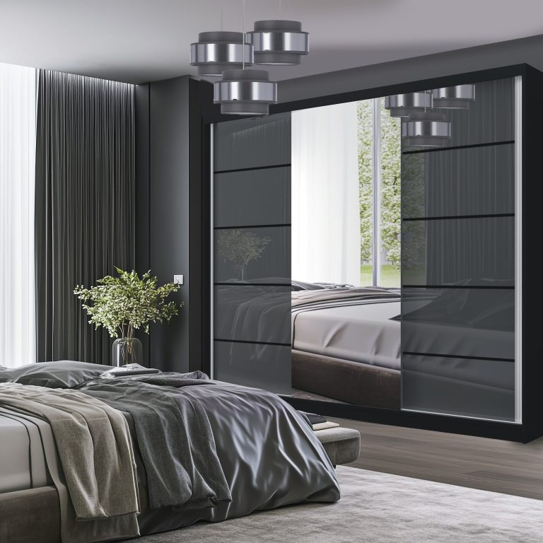 Szafa przesuwna SERENITY 232 cm szara połysk Producent MGB SERENITY SZP8/0/B/S/0/HIAL