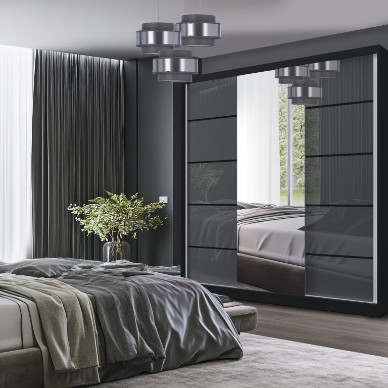 Szafa przesuwna SERENITY 200 cm szara połysk Producent MTG SERENITY SZP5/0/B/S/0/HIAL