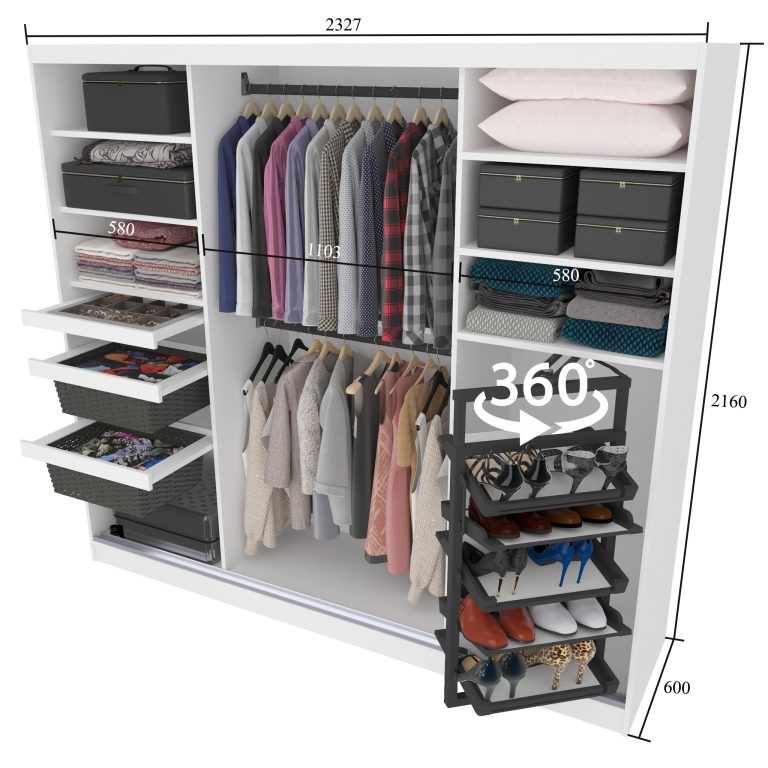 Szafa przesuwna SERENITY 232 cm biała połysk Producent MGB SERENITY SZP8/0/W/W/0/HIAL