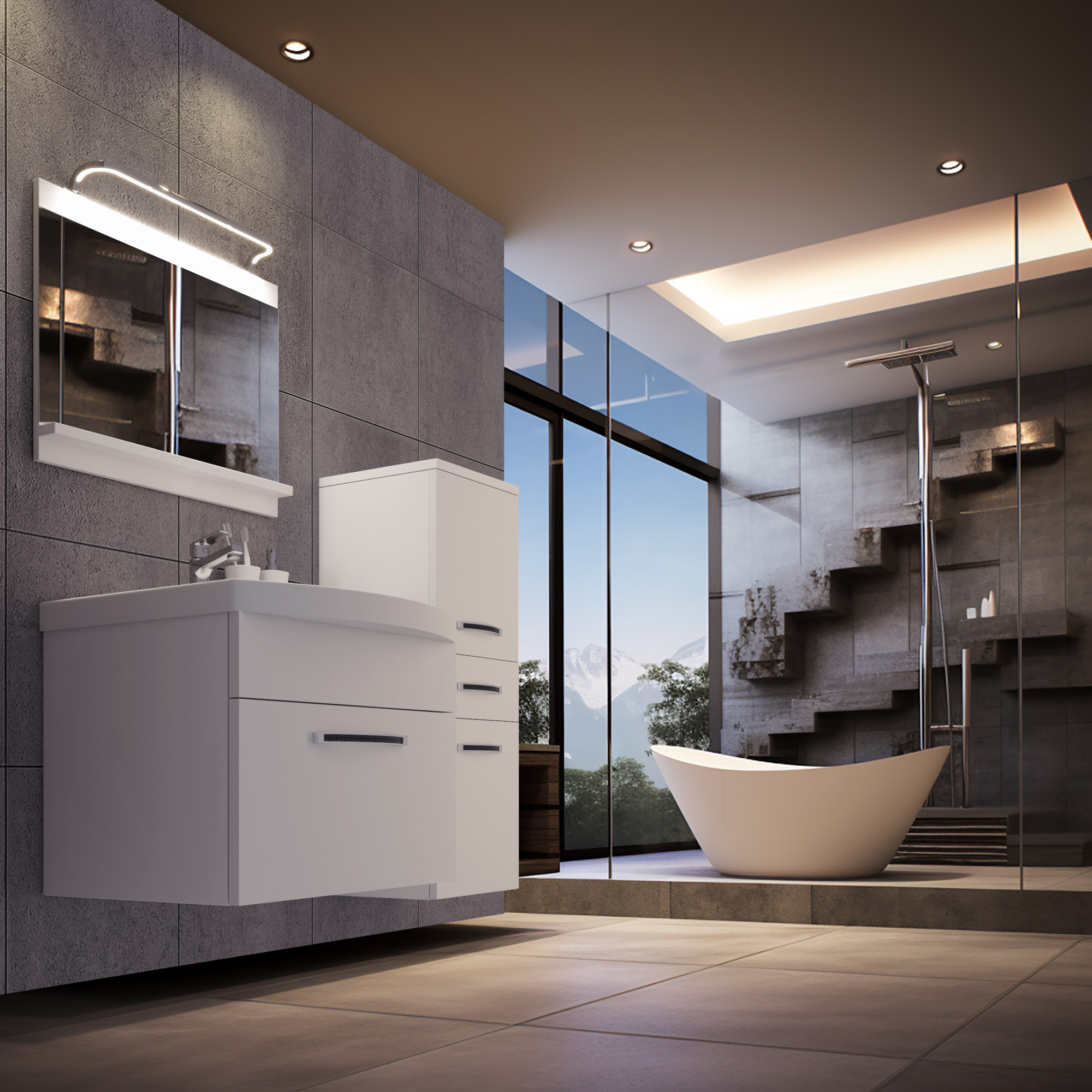 umywalka White Ceramic w łazience