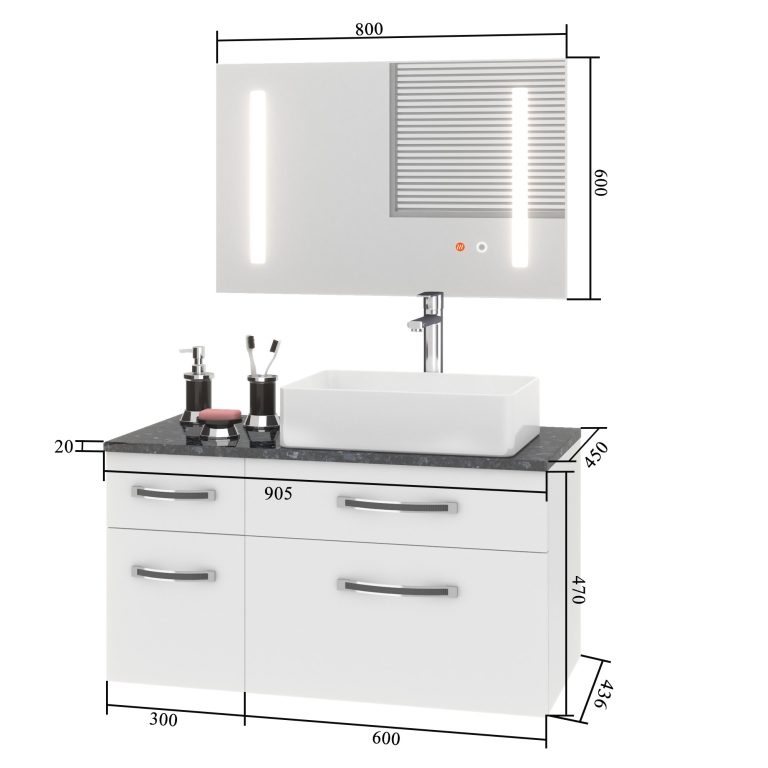 Zestaw mebli łazienkowych Euphoria EUP P 90L/0/W/B/0/BK/MB