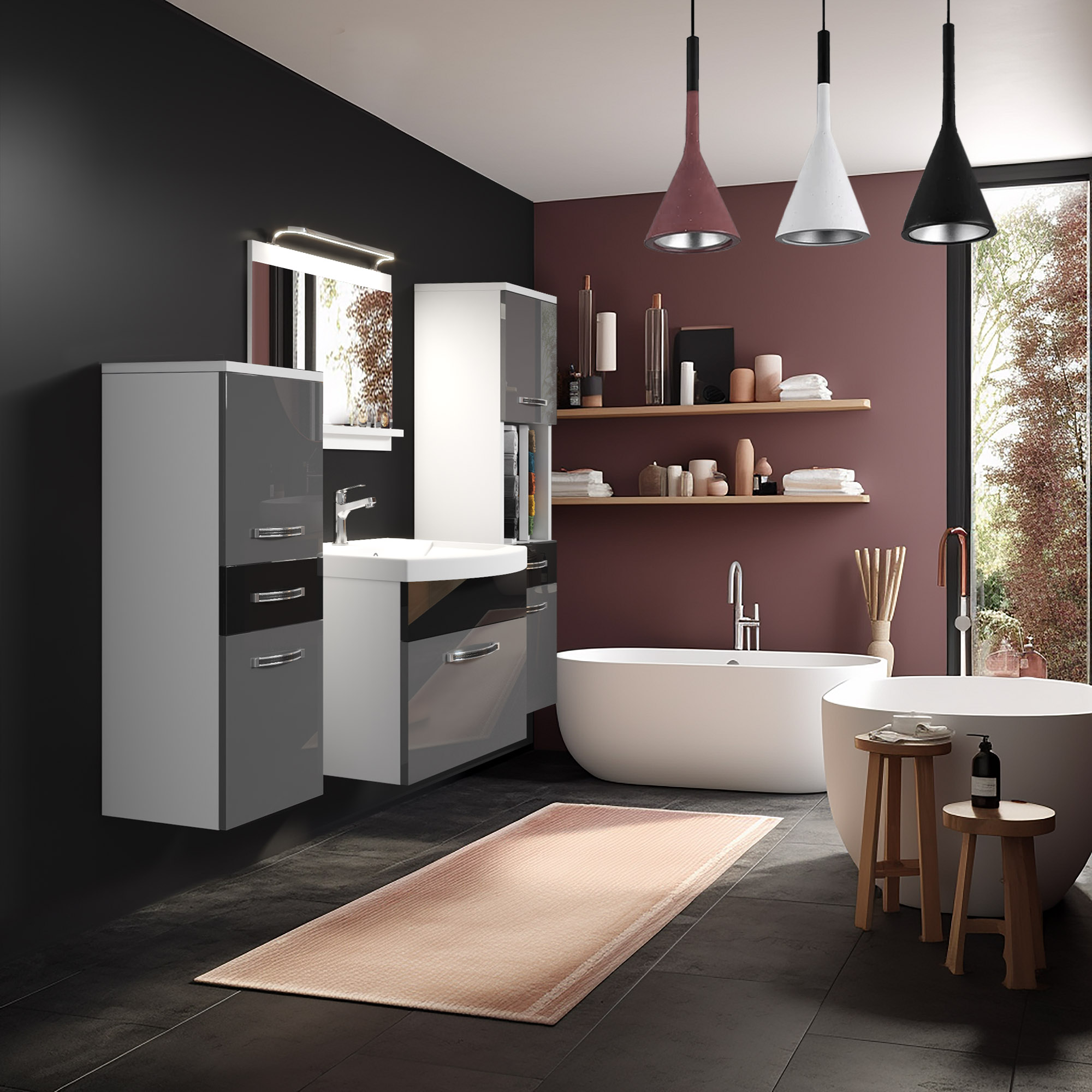 Nowoczesna łazienka z wanną i nowoczesnymi meblami