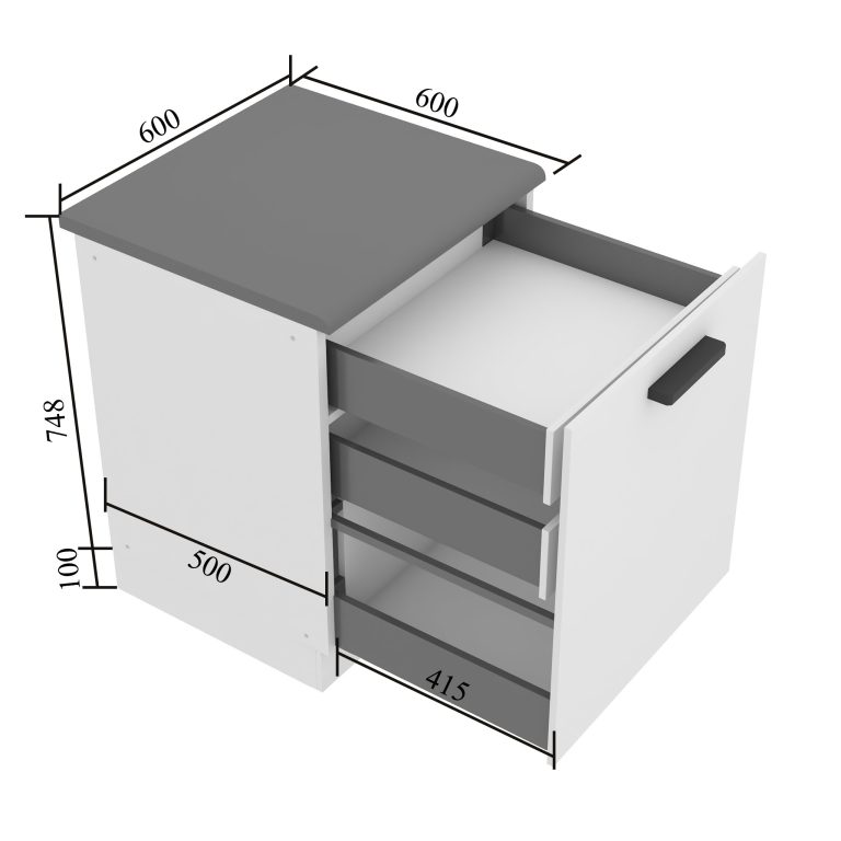 Szafka kuchenna dolna 60cm szuflady wewnętrzne TOR SDSZW60/0/WT/WT/B/B1/PP